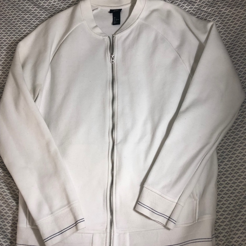 H&M White Bomber Jacket (L)